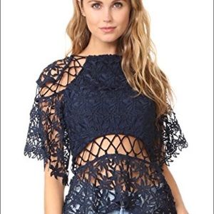 Keepsake Stay Close Lace Top Navy Size S